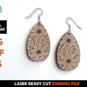 Christmas Poinciana teardrop Earring Set - Laser Cut SVG File - Glowforge Ready - Jewelry Template