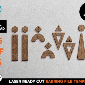 Tribal Aztec Earring Set: Laser Cut Jewelry Template (SVG, PDF, EPS)