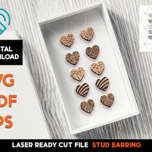 Hart patroon Stud Earring Set - Laser Cut SVG-bestand - Glowforge Ready - Sieraden sjabloon -