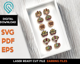 Mardi Gras Earring Set: Laser Cut SVG Template (Digital Download)