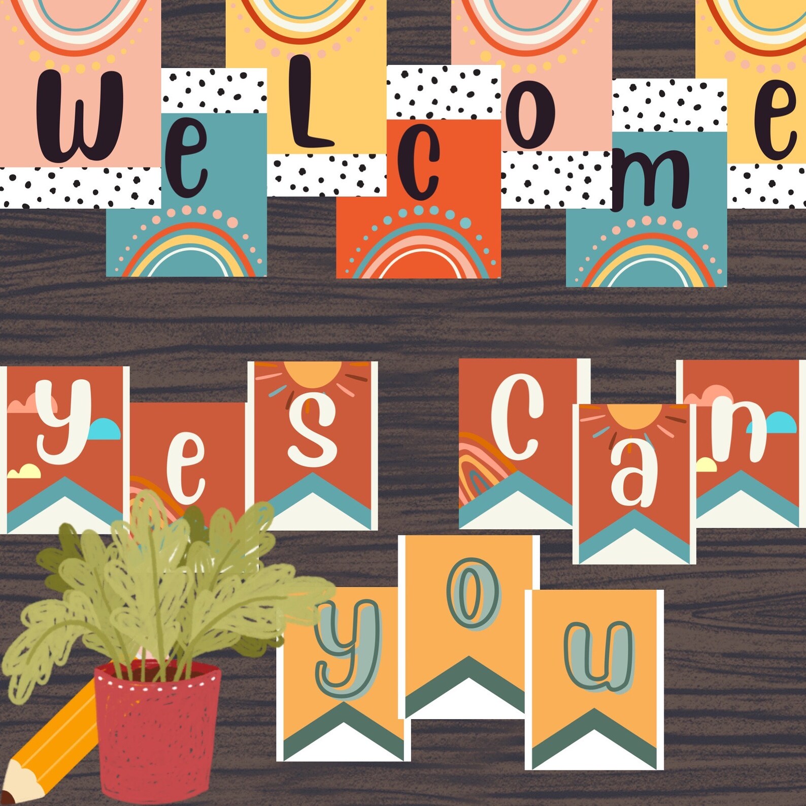 BOHO RAINBOW Classroom Decor Bundle Natural Classroom Etsy