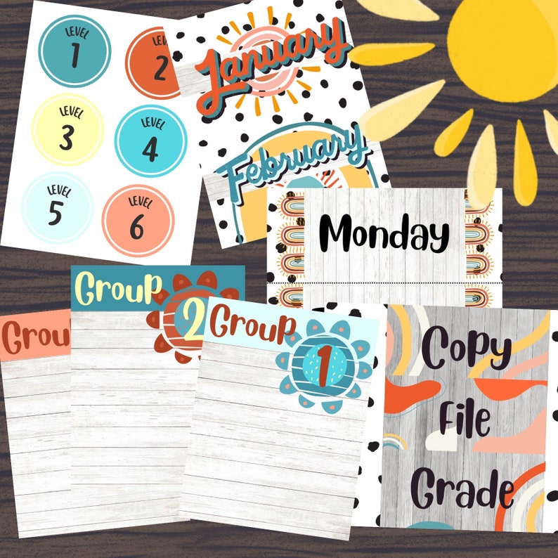 BOHO RAINBOW Classroom Decor Bundle Natural Classroom Etsy