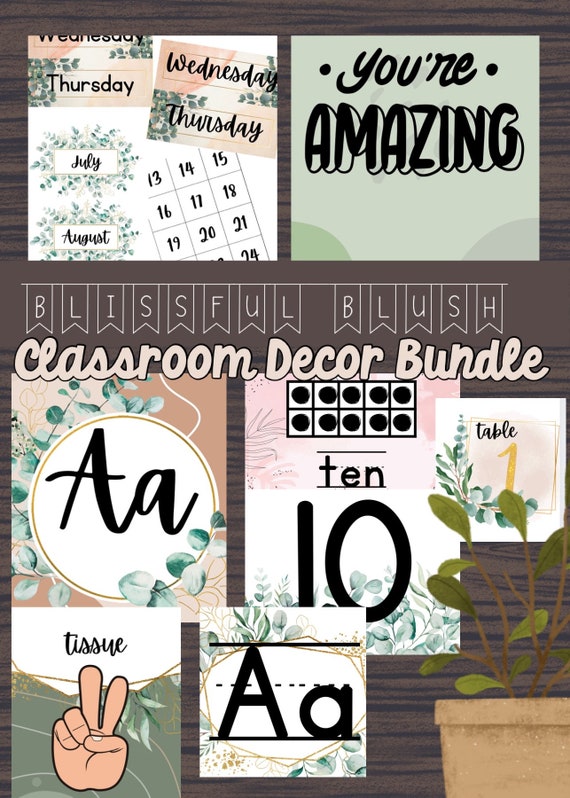 BLISSFUL BLUSH Classroom Decor Bundle | Natural Classroom Decorations | Calming Classroom Labels | Neutral Modern Classroom| Editable