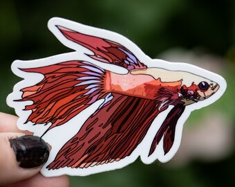 Fish Tank | Betta Fish | Mirror Decal | Fish Tank Decor | Betta Fish Plants | Waterproof Sticker | Fish | Fish Sticker | Betta Fish Sticker