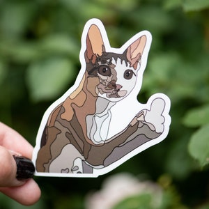 Middle Finger | Cat | Stickers | Cat Gift | Cat Sticker | Waterproof Sticker | Mirror Decal | Laptop sticker | Decals | Kitten | Meow