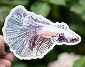 Waterproof Sticker | Betta Fish Sticker | Fish Tank | Betta Fish | Mirror Decal | Fish Tank Decor | Betta Fish Plants | Fish | Fish Sticker