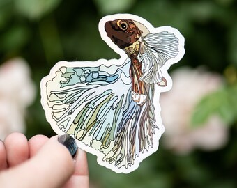 Pegatina holográfica / Pegatina de pez Betta / Pecera / Pez Betta / Calcomanía de espejo / Decoración de pecera / Plantas de pez Betta / Pegatina de pescado / Pescado