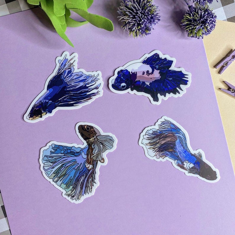 Sticker Betta Fish Sticker Fish Tank Hydro Flask Stickers Mirror Decal Fish Tank Decor Betta Fish Plants Waterproof Sticker image 4