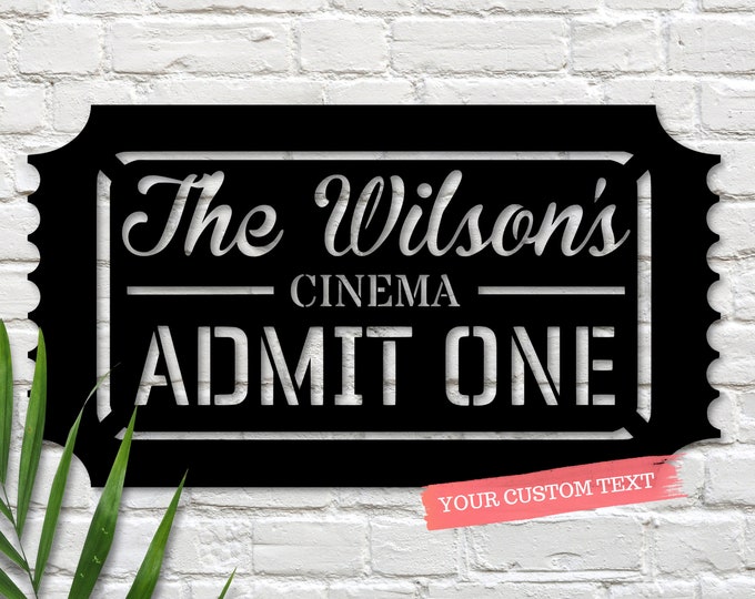 Custom Home Theater Sign Personalized Movie Theatre Room Decor Personalized Name signs for Movie Room Birthday fathers day Gift for Dad