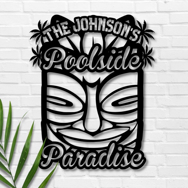 Poolside sign, tiki idol sign, backyard decor, patio decor, tiki bar decor, beach bar signs, tiki signs, tiki lounge sign, summer decor