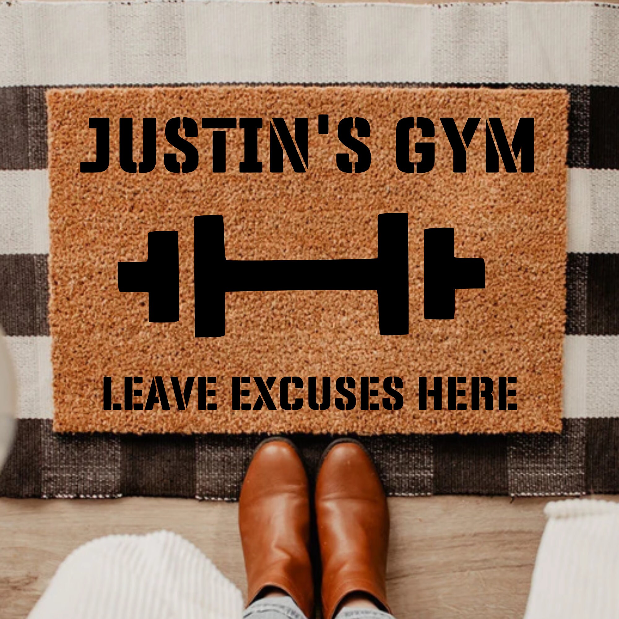 Personalized Bodybuilding Rug Home Gym Decor My Therapy Gym Gift