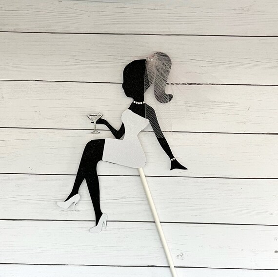 Bride To Be Cake Topper: Black Acrylic Silhouette With Feather