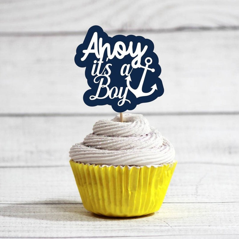 Ahoy It's A Boy Cupcake Topper Boy Baby Shower Topper Etsy