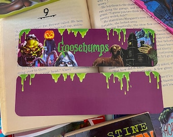 Segnalibro Pelle d'oca, Segnalibro Horror, Segnalibro retrò di Halloween, Segnalibro di ottobre, Regalo per gli amanti dei libri, Segnalibro Horror, Attenzione lettori