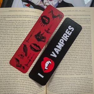 Vampire Bookmark, Gothic Bookmark, Horror Bookmark, Halloween Bookmark, October Bookmark, Handmade Bookmark, Laminated Bookmark