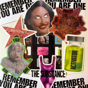 Pacchetto adesivi del film The Substance, adesivo fustellato, adesivo lucido, You Are One, Elisabeth Sparkle, attivatore, Monster Elisasue