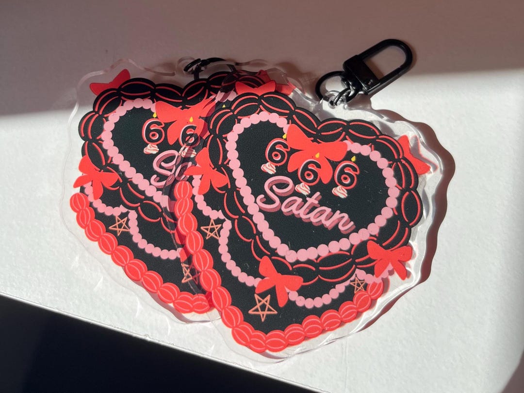 Satan Cake Keychain, Devil Keychain, Demon Keychain, 666 Keychain ...