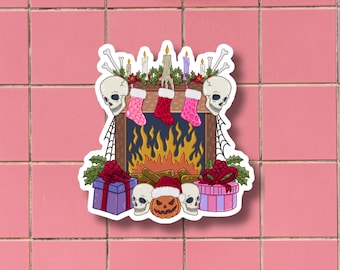 Creepmas Sticker, Merry Gothmas Sticker, Merry Hexmas, Horror Sticker, Glossy Sticker, Die Cut Sticker, Christmas Gift, Stocking Stuffer