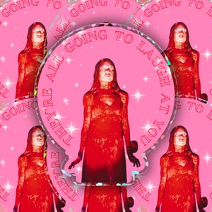 Carrie Sticker, Stephen King Sticker, Good For Her Sticker, Glossy Glitter Sticker, Die Cut Sticker, Horror Movie Sticker, Horror Sticker