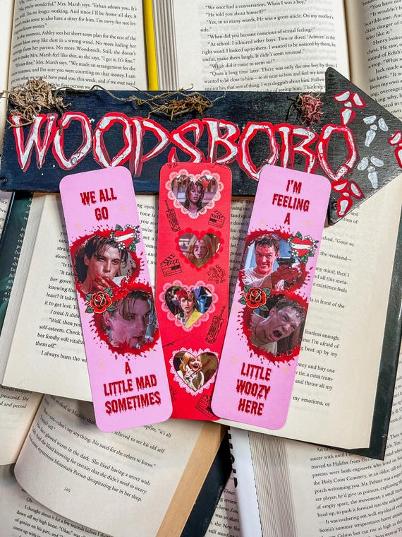 Scream Bookmark, Ghostface, Horror Movie Bookmark, Halloween, Final Girl Bookmark, Scream Movie, Sidney Prescott, Billy Loomis, Stu Macher