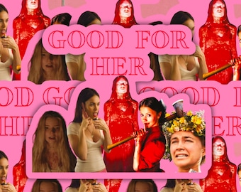 Good For Her Stickers, Horror Movie Stickers, Feminist Sticker, Mirror Matte Stickers, Die Cut Stickers, Female Rage Stickers