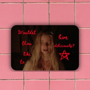 The Witch Sticker, Thomasin, Wouldst Thou Like To Live Deliciously, Black Phillip, A24, Good For Her, Final Girl, Horror Movie Sticker