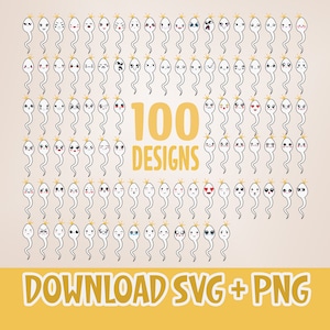 Kawaii Sperm SVG Bundle, Funny Baby Design (Digital Download)