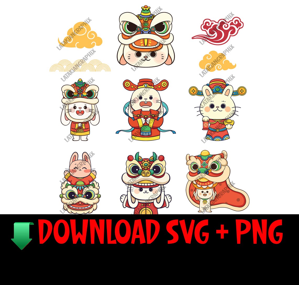 Chinese New Year SVG Bundle, Year of the Rabbit SVG, Lunar New Year SVG ...
