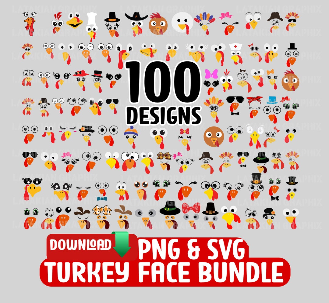 Turkey Face Svg Turkey Face Bundle Svg Png Turkey Face