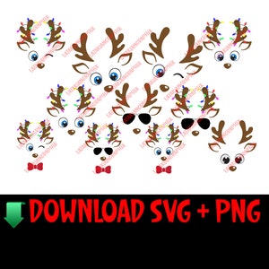Christmas Reindeer Boy Faces Svg Bundle,Reindeer SVG,Girl Boy Reindeer SVG,Boy Reindeer Svg,Christmas Svg,Cute Reindeer Face Cricut