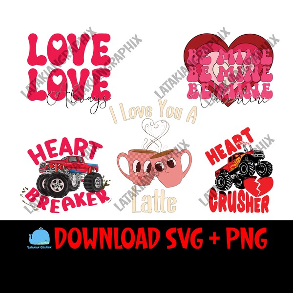 Valentine's Day love svg, Heart crusher svg png, love Valentine svg, Valentine's Day svg, monster truck sublimation cricut instant download