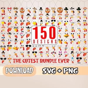 Turkey Svg, Turkey Png ,Thanksgiving Svg, Turkey Face Svg, Thanksgiving Png, Turkey Face Bundle Svg , Thanksgiving Turkey, Digital File