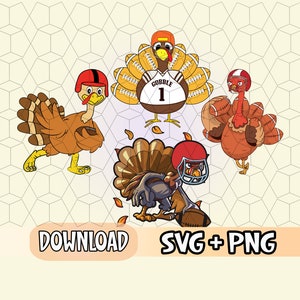 Thanksgiving Football Turkey SVG Bundle  Instant Digital Download SVG Png Cricut Silhouette Studio3 Sublimation Thanksgiving Football Turkey