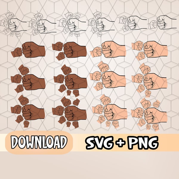 SVG de saludo con el puño para papá, archivo PNG para niños pequeños del Día del Padre (descarga digital)