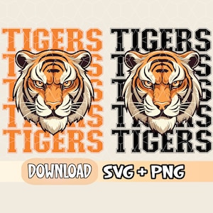 Tigers SVG PNG, Tigers Face svg, Stacked Tigers svg, Tigers Mascot svg, Tigers Cheer svg, Tigers Vibes svg, School Spirit svg, Tigers Sport