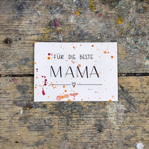 Grußkarte für Mama | „Für die beste Mama“ | handgemacht | Unikat | DIN A6 | 300g Aquarellpapier