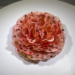 Peach English Rose hair flower
