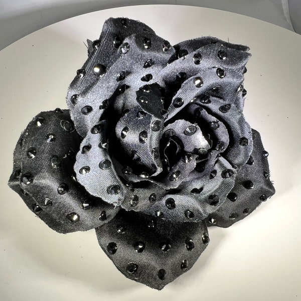 Black Rose Hair Flower Clip