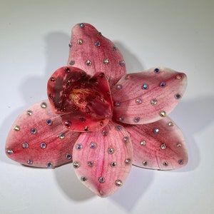 Pink orchid hair flower clip