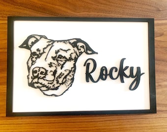Personalised Bull Terrier Art - Bull Terrier Gift - Staffie Gift - Staffordshire Bull Terrier Plaque - Pitbull Sign - Dog Lover Gift