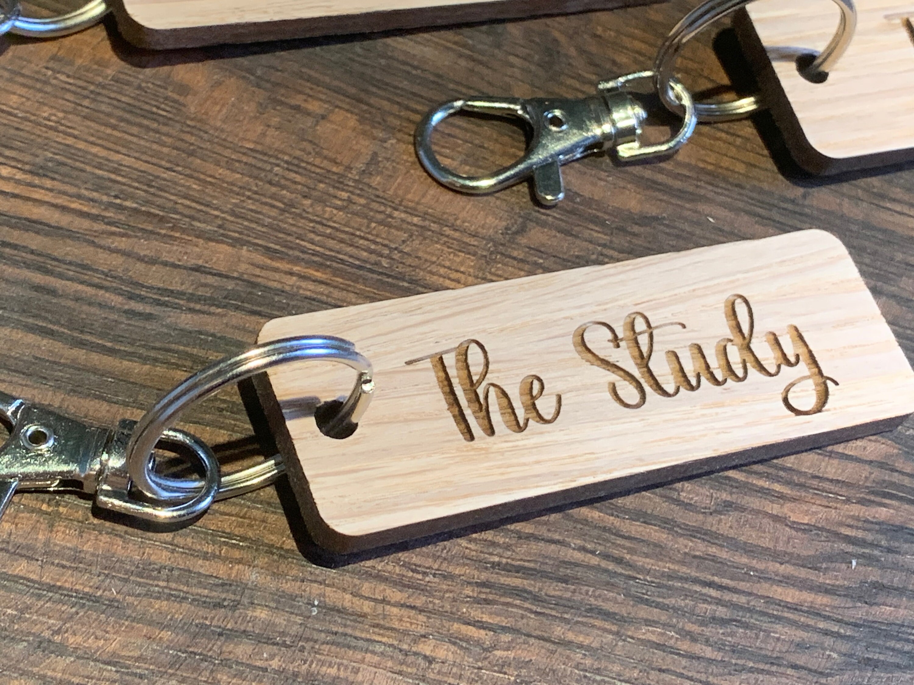 Personalised Wood Keyring, Oak, Custom Text, New Home, Engraved Keyring ...
