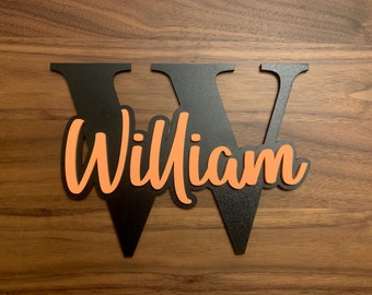 Personalised Acrylic and Wood Name and Initial Sign, Personalised Nursery Decor, Kid Bedroom Sign, Nursery Sign, Name Sign, Door Sign,Plaque