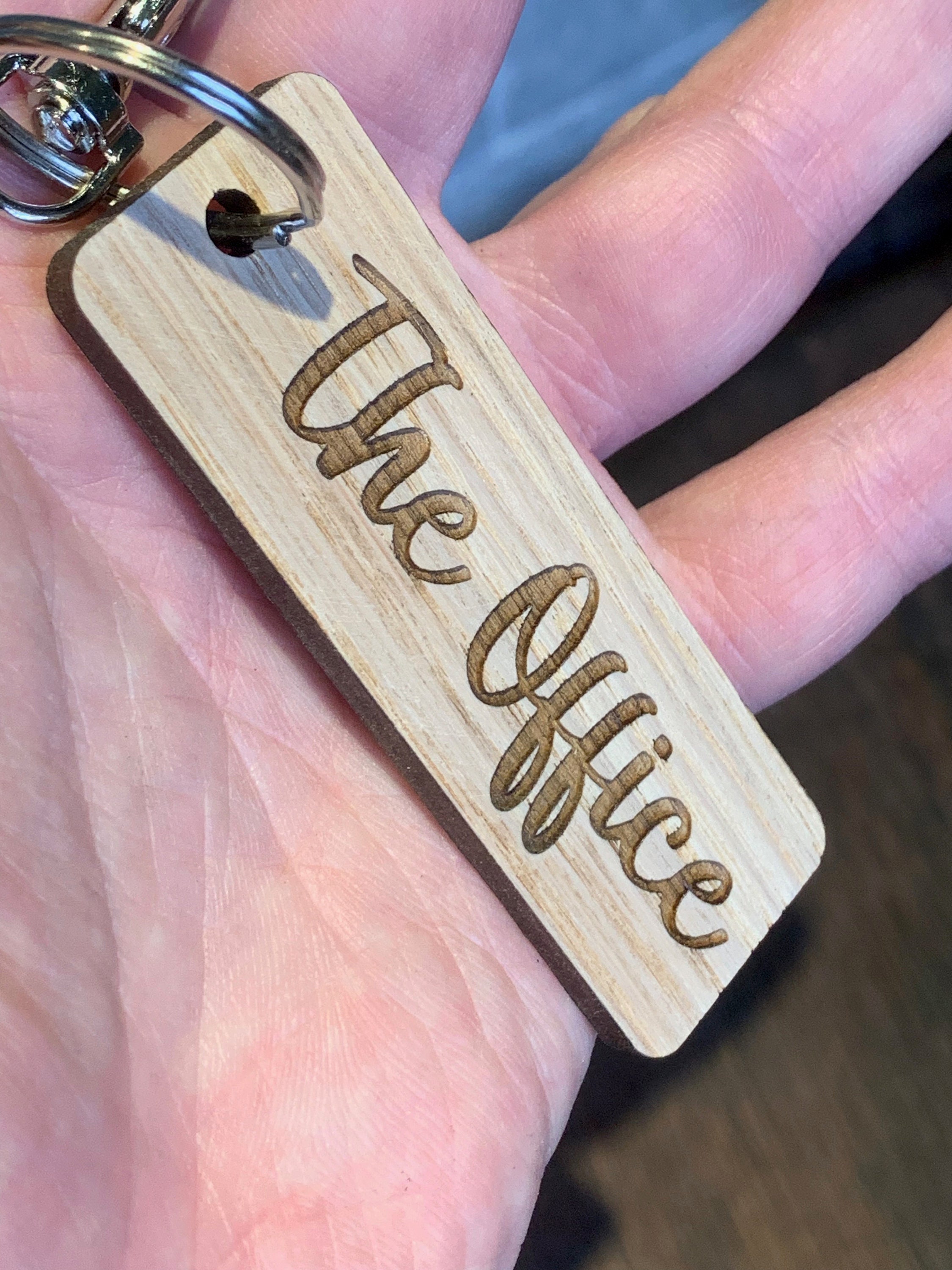 Personalised Wood Keyring, Oak, Custom Text, New Home, Engraved Keyring ...