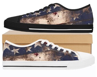 Usa Patriotic sneakers | Women's Low Top Sneakers | Converse Style | Vans Style Sneakers | Women's Shoes | Usa Patriotic Gifts for Her