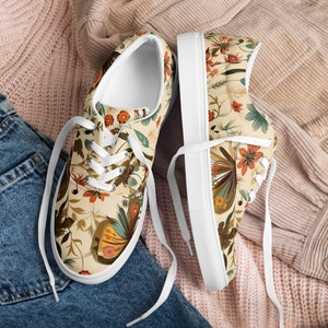 Floral Butterflies lace-up canvas shoes | Trendy Footwear | Converse Style | Vans Style Sneakers | Women's Shoes | floral Gifts for Her