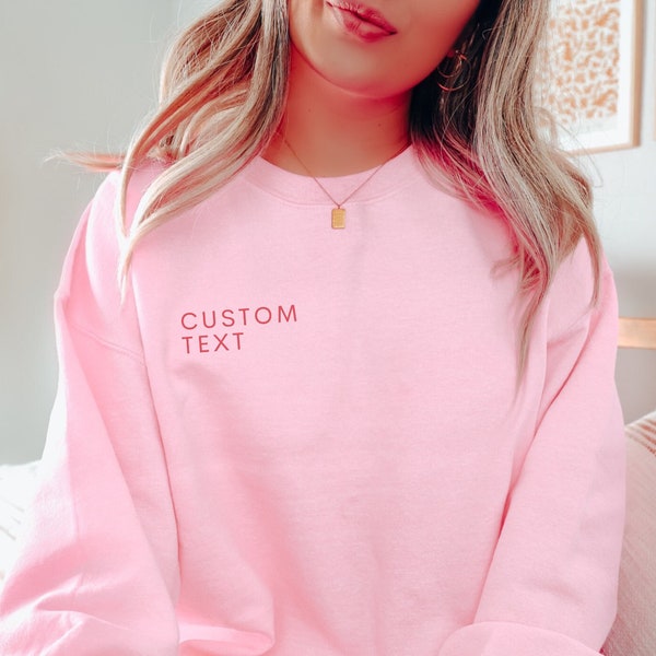 Custom Pink Sweatshirt for Women, Personalized Gifts for Her, Custom Mothers Day Gifts for Mom, Custom Text Sweater, Minimalist Crewneck