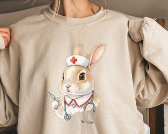 Easter Nurse Sweatshirt, Bunny Nurse Shirt, Easter Gift for Nurse, Registered Nurse Gift, Nurse Sweater, Bunny Shirt for Nurse