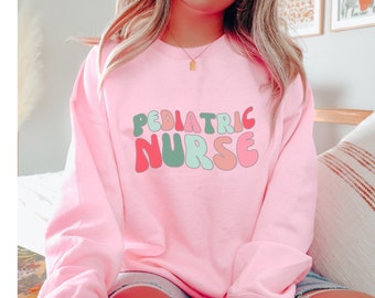 Retro Pediatric Nurse Sweatshirt, Groovy Peds Crewneck Sweater, Boho Aesthetic Pediatrics Shirt, Pediatrics Nurse Appreciation Gift for Her