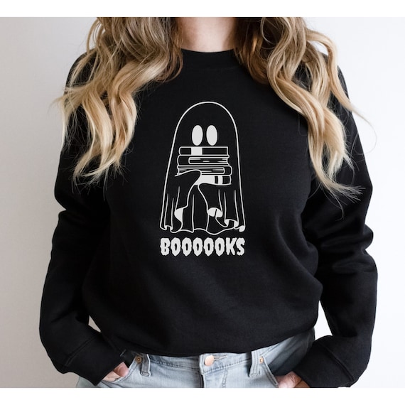 Book Sweatshirt, Women's Halloween Sweatshirt, Spooky Ghost Shirt, Bookish Gifts, Book Merch, Book Ghost Sweater, Bookworm, Reader Gift