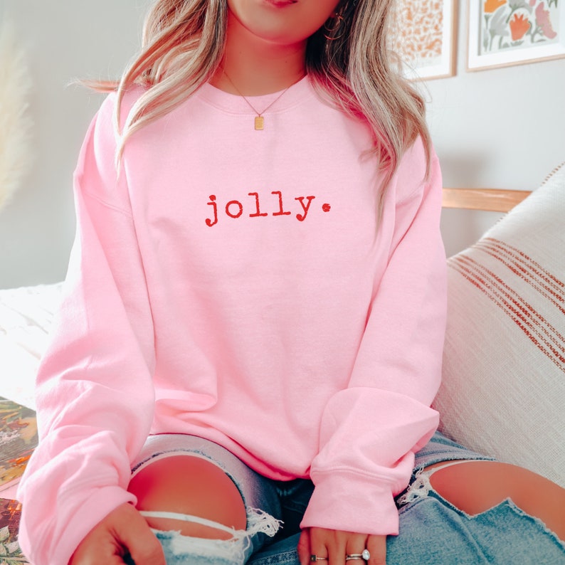 Minimalist Christmas Sweatshirt for Women, Funny Christmas Sweater, Christmas Gift for Her, Cute Christmas Crewneck, Jolly Sweatshirt image 6
